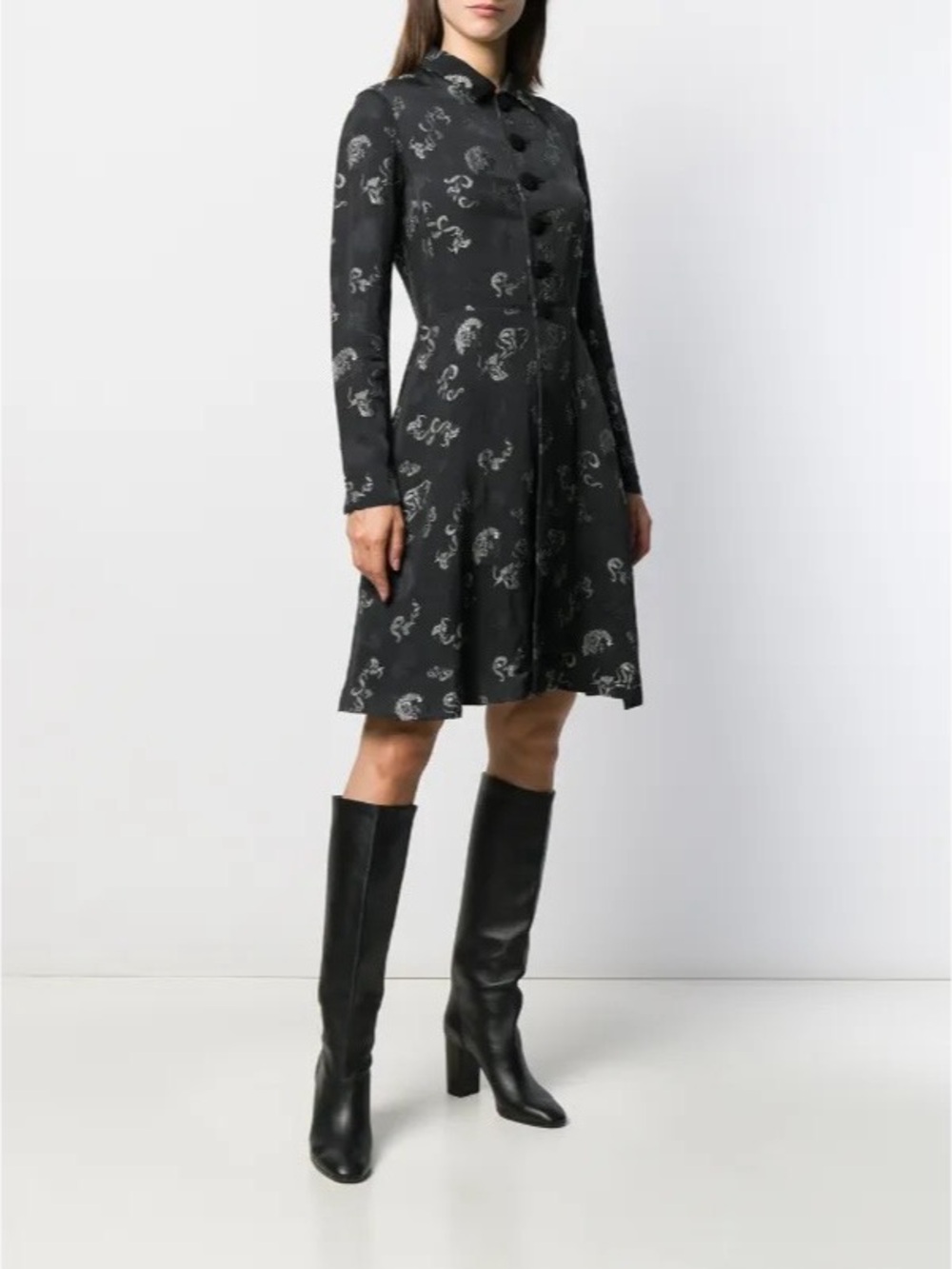 Jean Paul Gaultier 1994 Dragon‎ Jacquard Shirt Dress Size 40 = US 4 $989